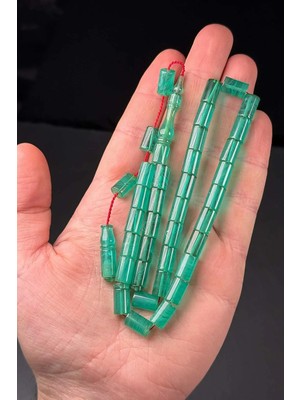 Tesbihkenti Kesme Severlere Özel Yeşil Sıkma Kehribar Tesbih