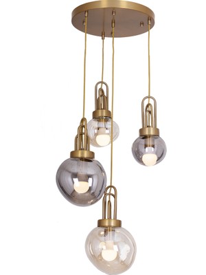 Avonni AV-1927-4ET Eskitme Kaplama Modern Avize E27 Metal Cam H: 100 Cm, Ø: 40 cm