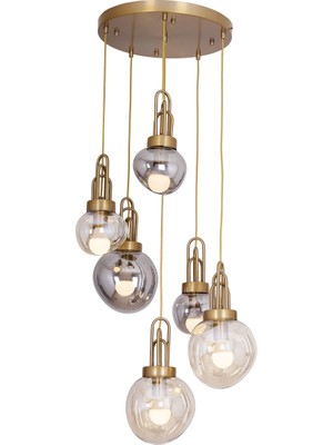 Avonni AV-1927-6ET Eskitme Kaplama Modern Avize E27 Metal Cam H: 100 Cm, Ø: 50 cm