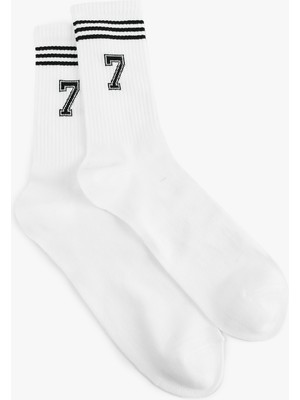Koton Sayı Baskılı Çizgili Soket Tenis Çorabı