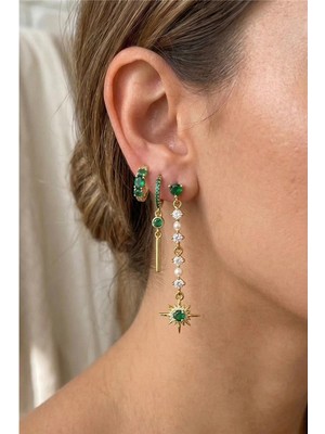 Petek Aksesuar 3 Adet Ysx Zirkon Kutup Yıldızı Küpe Set