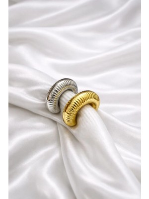 Ascera Dalga Formlu Paslanmaz Çelik Deliksiz 2li Kıkırdak Küpe (Ear Cuff) – Gold & Silver Kararmayan Unisex