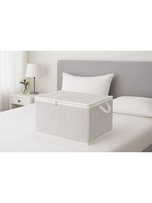 Kraftella 2 Li Fermuarlı Kumaş Hurç – Baza Altı, Dolap Içi Organizer-Mini Boy Kazak Yastık Hurç 30*40*45