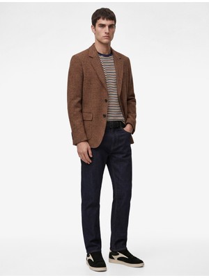 Koton Regular Fit Uzun Kollu Kapaklı Cepli Ekose Desenli Mono Yaka Blazer Ceket