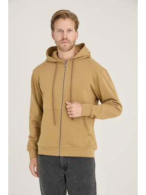 Kly Pijama Kly 508 Kapüşonlu Fermuarlı Cepli %100 Pamuk Tek Üst Sweatshirt