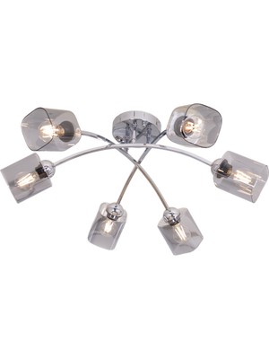 Avonni AR-1930-6K Krom Kaplama Modern Avize E27 Metal Cam H: 28 Cm, Ø: 40 cm