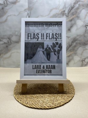 Atelier Baskı Kişiye Özel Gazete Manşeti Evlilik Tablosu - Çerçeveli 21X30 cm