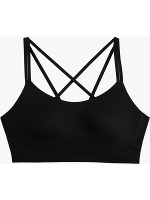 Koton Çapraz Askılı Sporcu Sütyeni Kolsuz Slim Fit Polyester Karışımlı M Beden