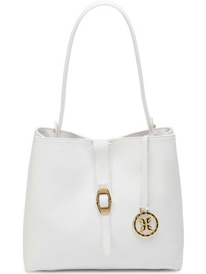 Tergan Beyaz Hakiki Deri Kadın Omuz Çantası - S26Y1BC80532-B69