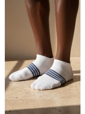 Katia & Bony Erkek Şeritli Step Çorap Beyaz