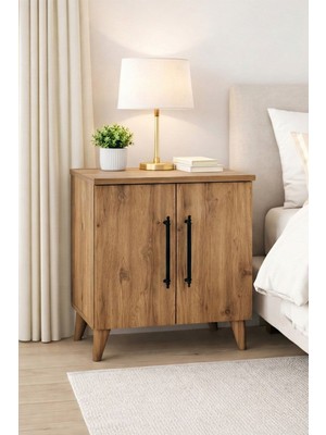 Reyo Enda Home Lumen 2 Kapaklı Raflı Klasik Komodin Atlantik Çam