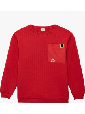 Koton Pamuklu Uzun Kollu Bisiklet Yaka Baskılı Oversize Sweatshirt