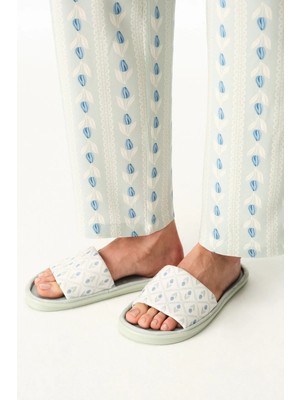 Penti Açık Yeşil Serenity Floral Terlik