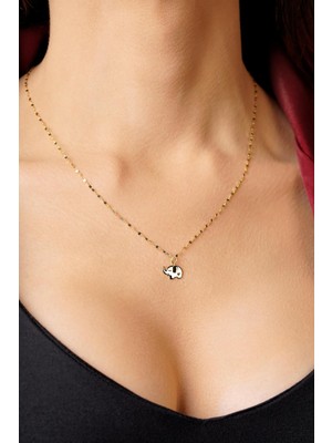 Fiyonk Kuyumculuk 14 Ayar Altın Aynalı Zincirde Fil Kolye