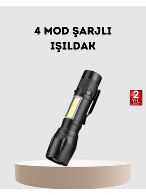 Ethab Ticaret Profesyonel 4 Modlu Şarjlı El Feneri | 1300 Mah Batarya | Cree LED Teknolojisi - GL002V-7MIFM4