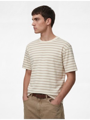 Koton Bisiklet Yaka Regular Fit Kısa Kollu Çizgili Tişört