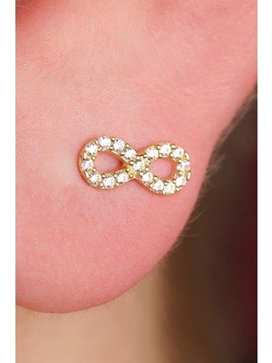 Fiyonk Kuyumculuk 14 Ayar Altın Taşlı Sonsuzluk Küpe Erkek