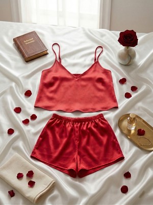Sabahlık Saten Şortlu Takım