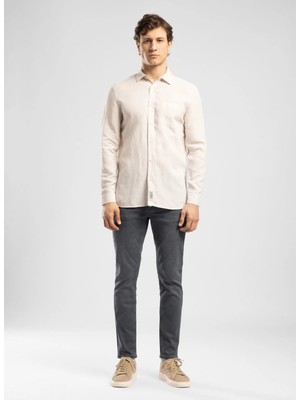 Lee Cooper Jack Erkek Slım Dar Kesim Yüksek Bel Dar Paça Jean Pantolon Gri