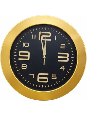 Dyris 37 cm Gold Duvar Saati Modern Dekoratif Siyah Kadranlı Altın Çerçeveli Büyük Duvar Saati Salon Giriş Ofis
