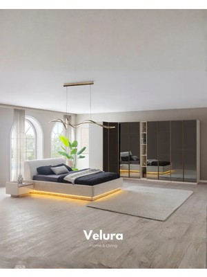 Velura Home & Living Flora 6 Cam Kapaklı Yatak Odası Takımı - Full Cam Kapaklı