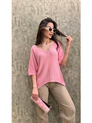 Leilaa V Yaka Asimetrik Italyan Merserize Bluz