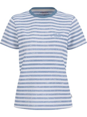 Guess Kadın Gj Regular Fit T-Shirt - Mavi/beyaz
