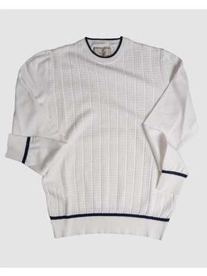 Echol Erkek Bisiklet Yaka Standart Fit Ince Saç Örgü Triko