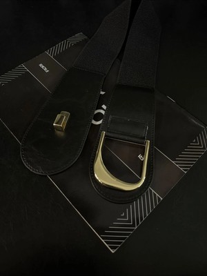 Fiori Gold Tokalı Geçmeli Elastik Kadın Kemeri, Ceket Kemeri, Gömlek Kemeri, Elbise Kemeri