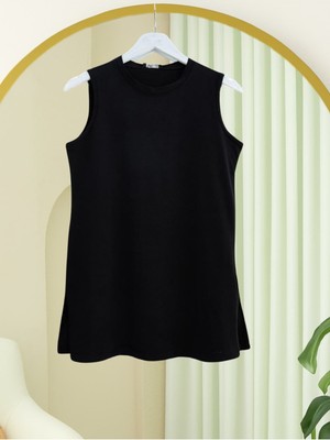 Modamorfo Yuvarlak Yaka Sıfır Kol Penye Içlik -Siyah