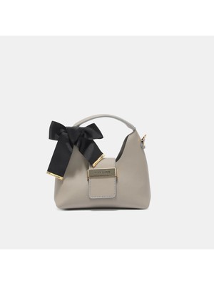 Black Ribbon Victoria Mini Açık Gri Omuz Çantası