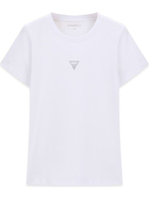 Guess Kadın Jersey Oversize Fit T-Shirt - Beyaz