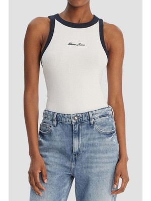 Guess Kadın Embro Modal Karışımlı Top T-Shirt - Beyaz