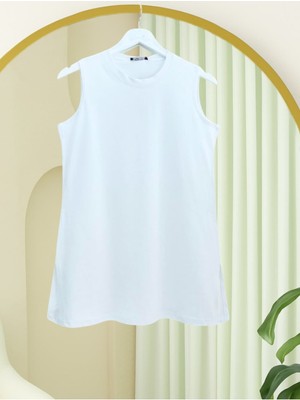 Modamorfo Yuvarlak Yaka Sıfır Kol Penye Içlik -Beyaz