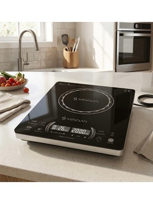 Minisan MNS-ALP220 Yeni Nesil Indüksiyonlu Ocak - 2000W Dokunmatik Kontrol  A Sınıfı Kristal Cam Yüzey