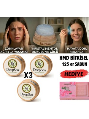 Deepsea Migren & Baş Ağrısı Için Rahatlatıcı Etki(3 Ad)Doğal Kristal Mentol Masaj TAŞI-125G Hmd Sabun Hediye