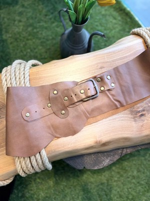Yılday Gür Butik Colette El Yapımı Hakiki Deri Bohem Korse Kemer - Standart Beden
