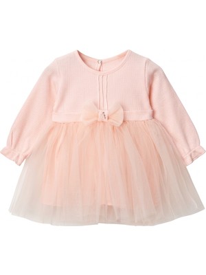 Minicix Kız Bebek Pudra Tütü Elbise Uzun Kollu Astarlı Özel Gün & Bayramlık 9-24 Ay (Dar Kalıp)