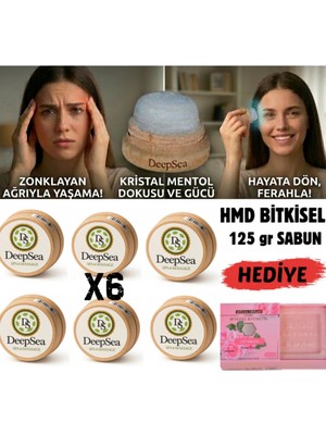 Deepsea Migren & Baş Ağrısı Için Rahatlatıcı Etki(6 Ad)Doğal Kristal Mentol Masaj TAŞI-125G Hmd Sabun Hediye