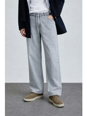 Damga Erkek Günlük Premium Gri Baggy Kot Pantolon