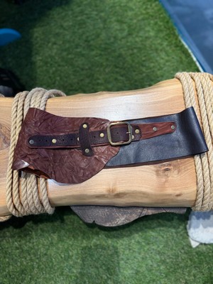 Yılday Gür Butik Margery El Yapımı Bohem Deri Kemer - Etnik Boho Tasarım Vintage Kadın Kemeri - Standart Beden