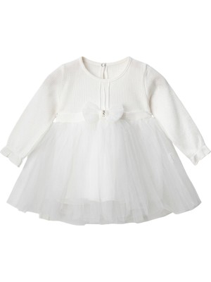 Minicix Kız Bebek Pudra Tütü Elbise Uzun Kollu Astarlı Özel Gün & Bayramlık 9-24 Ay (Dar Kalıp)