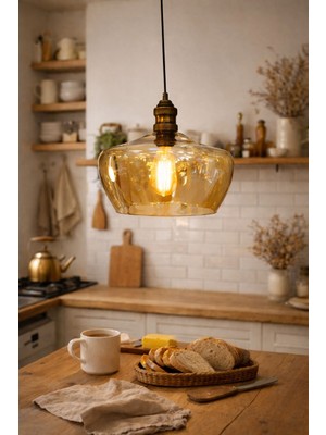 Mars Concept Füme&amber Cam Dekoratif Sarkıt Avize – Gümüş&eskitme Metal Duy Detaylı Modern Aydınlatma