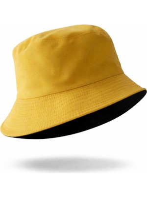 Perlotus Çift Taraflı Bucket Kova Balıkçı Şapka Unisex %100 Pamuklu Siyah Iç Astarlı Dörtmevsim Mevsim Kullanım, Geniş Siperli Güneş Koruma