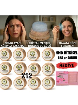 Deepsea Migren & Baş Ağrısı Için Rahatlatıcı Etki(12 Ad)Doğal Kristal Mentol Masaj TAŞI-125G Hmd Sabun Hediye