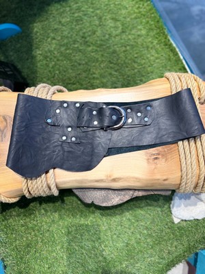 Yılday Gür Butik Quentin El Yapımı Bohem Deri Kemer - Etnik Tasarım Vintage Siyah Kadın Kemeri - Standart Beden