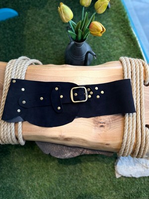 Yılday Gür Butik Lionel El Yapımı Hakiki Nubuk Deri Bohem Korse Kemer - Standart Beden