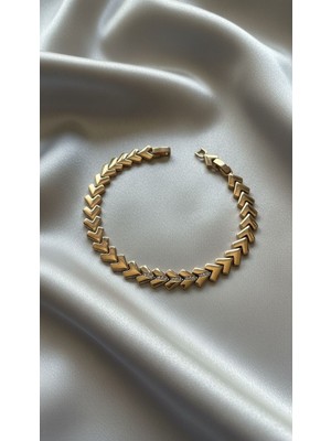 Solène Pralin Rose Gold Altın Kaplama Zirkon Taşlı Çelik Bileklik