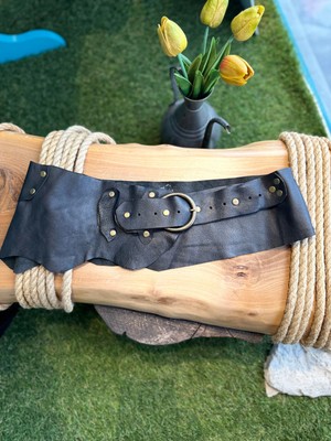 Yılday Gür Butik Ottilie El Yapımı Hakiki Deri Bohem Korse Kemer - Standart Beden