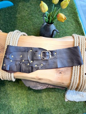 Yılday Gür Butik Rhoderick El Yapımı Püsküllü Hakiki Deri Bohem Korse Kemer - Standart Beden